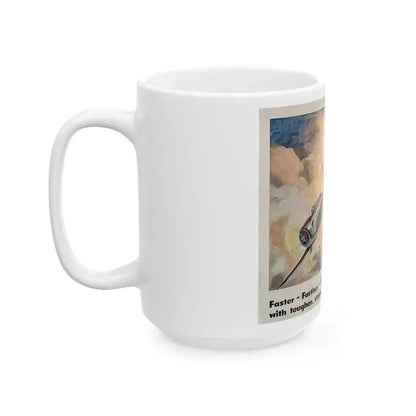American Airpower, Republic Steel ad, The Saturday Evening Post, January 24, 1942 - White Coffee Mug - Go Mug Yourself