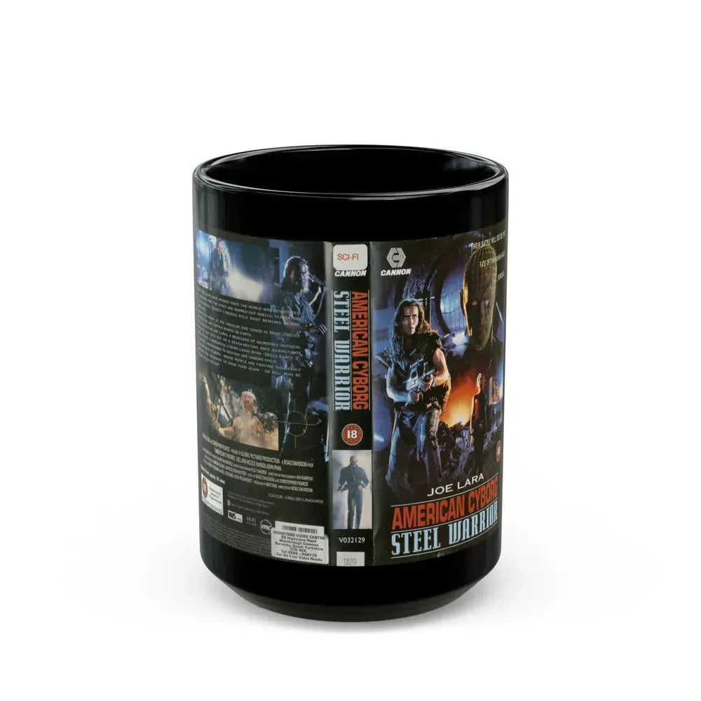 AMERICAN CYBORG STEEL WARRIOR JOE LARA (VHS COVER) - Black Coffee Mug 15oz - Go Mug Yourself