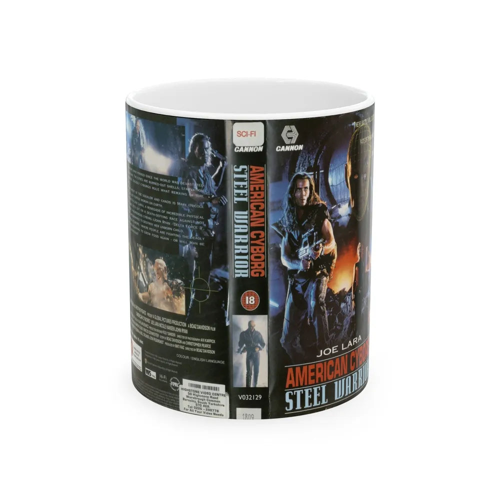 AMERICAN CYBORG STEEL WARRIOR JOE LARA (VHS COVER) - White Coffee Mug-11oz-Go Mug Yourself