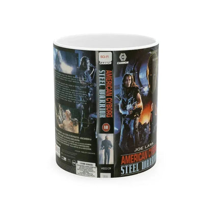 AMERICAN CYBORG STEEL WARRIOR JOE LARA (VHS COVER) - White Coffee Mug 11oz - Go Mug Yourself