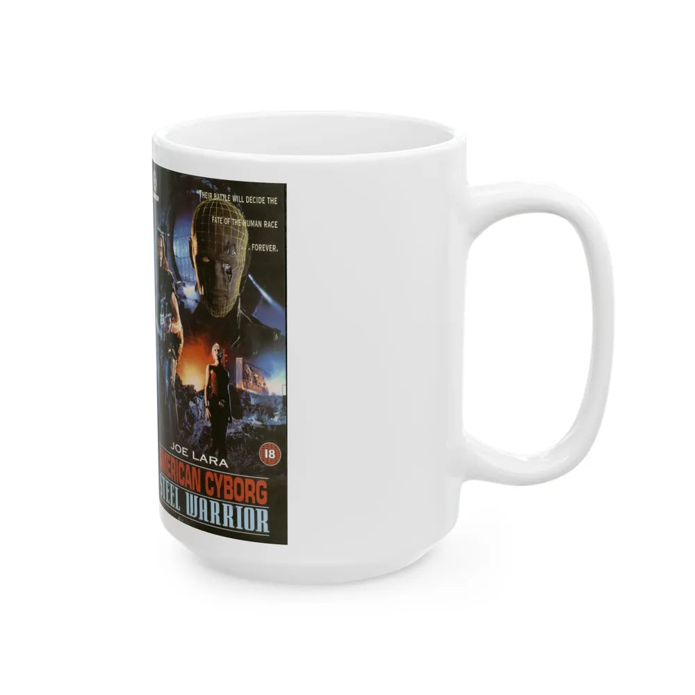 AMERICAN CYBORG STEEL WARRIOR JOE LARA (VHS COVER) - White Coffee Mug-Go Mug Yourself