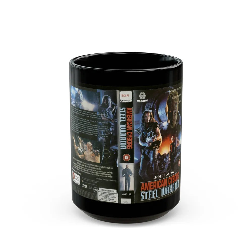 AMERICAN CYBORG STEEL WARRIOR (VHS COVER) - Black Coffee Mug-15oz-Go Mug Yourself