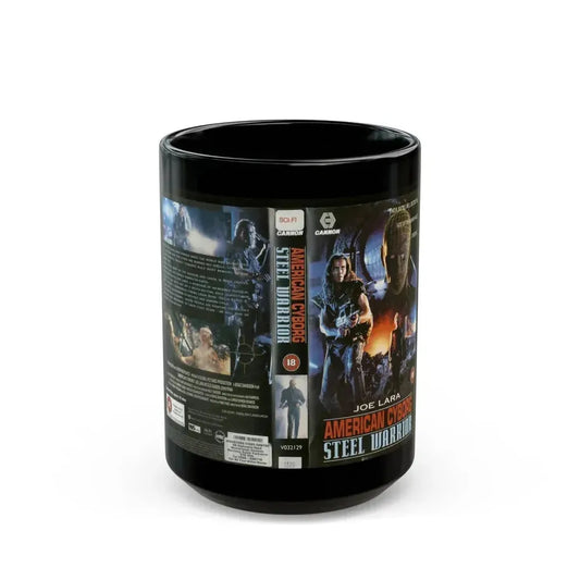 AMERICAN CYBORG STEEL WARRIOR (VHS COVER) - Black Coffee Mug 15oz - Go Mug Yourself