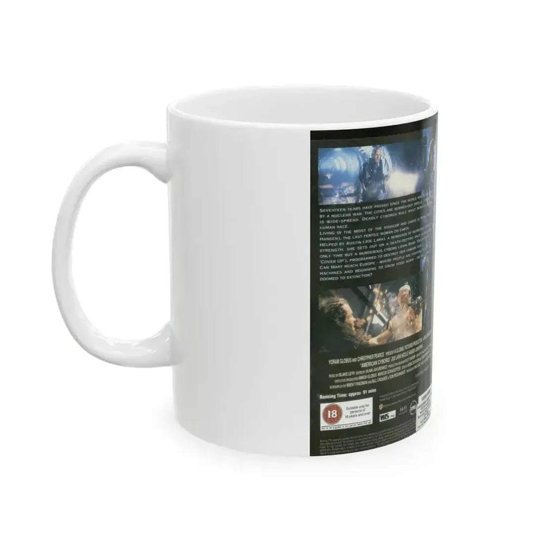 AMERICAN CYBORG STEEL WARRIOR (VHS COVER) - White Coffee Mug - Go Mug Yourself