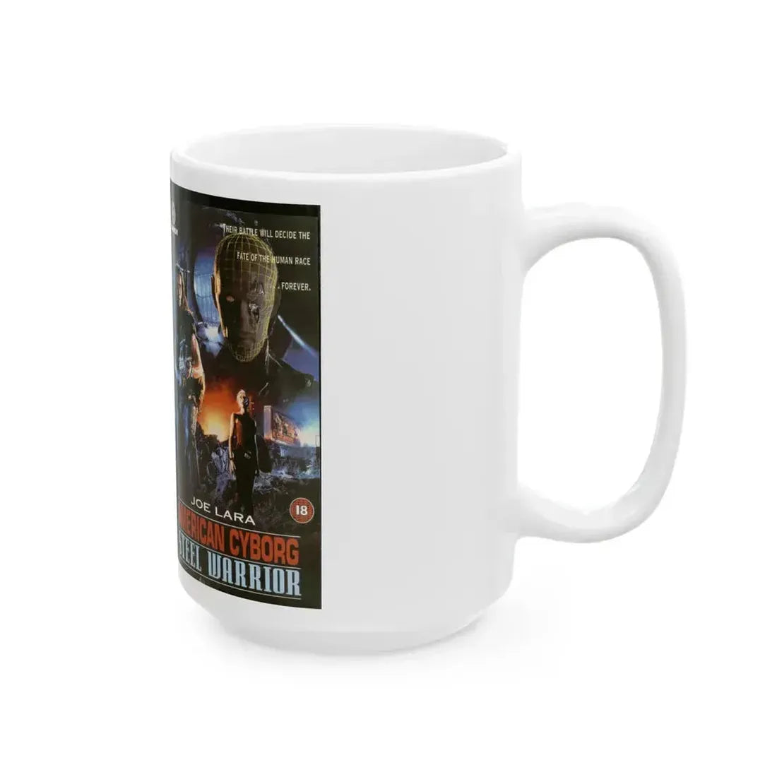 AMERICAN CYBORG STEEL WARRIOR (VHS COVER) - White Coffee Mug - Go Mug Yourself