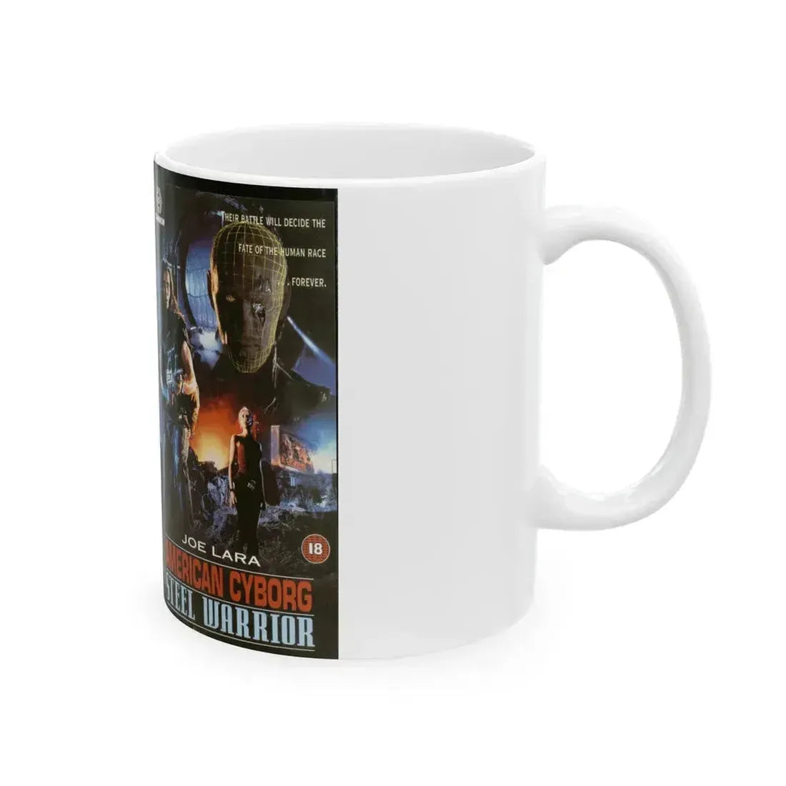 AMERICAN CYBORG STEEL WARRIOR (VHS COVER) - White Coffee Mug - Go Mug Yourself