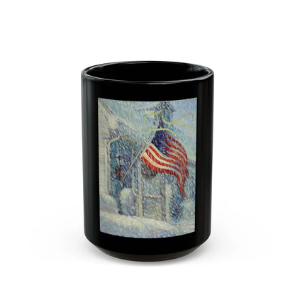 American Flag in a Snow Storm, original illustration - Black Coffee Mug-15oz-Go Mug Yourself