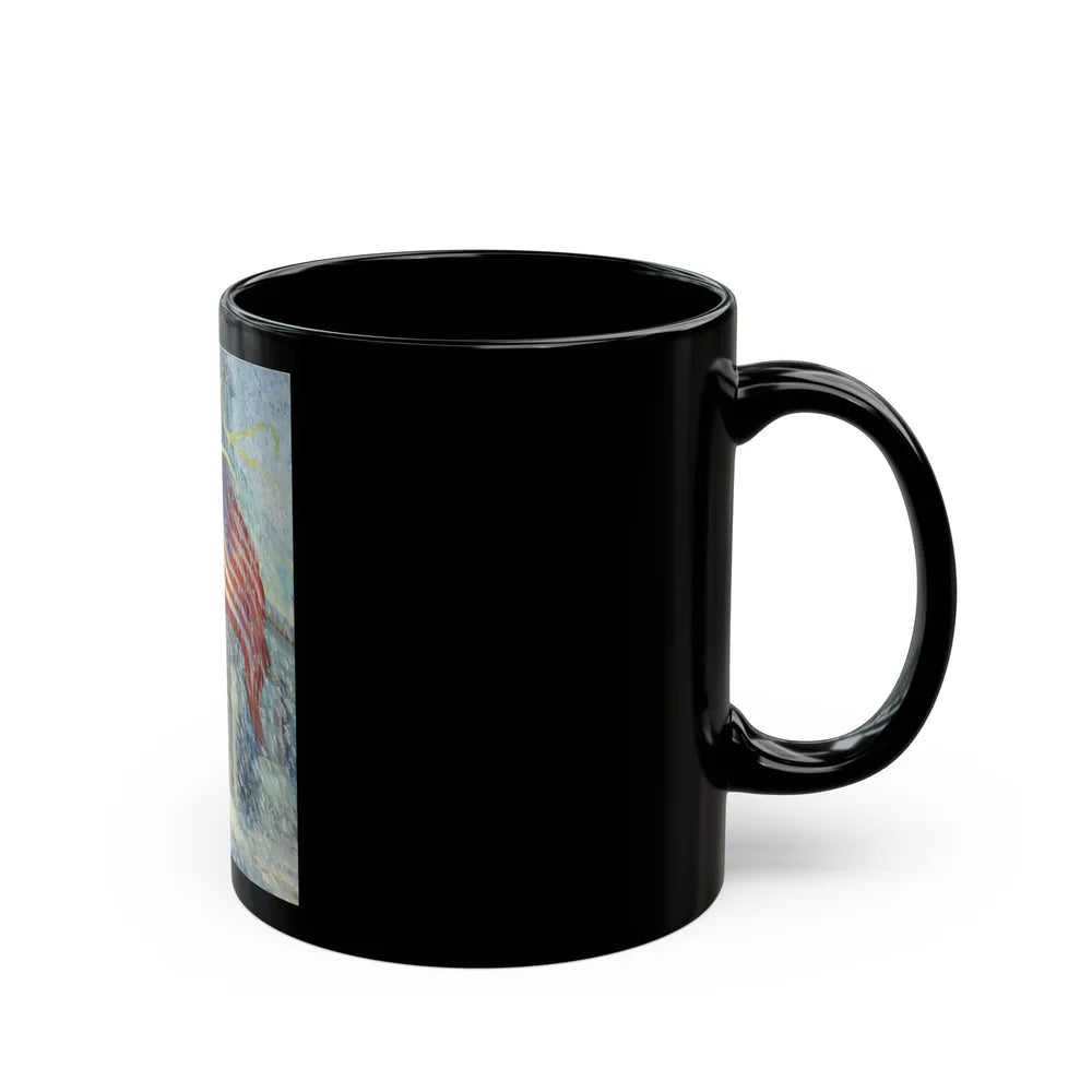 American Flag in a Snow Storm, original illustration - Black Coffee Mug-Go Mug Yourself