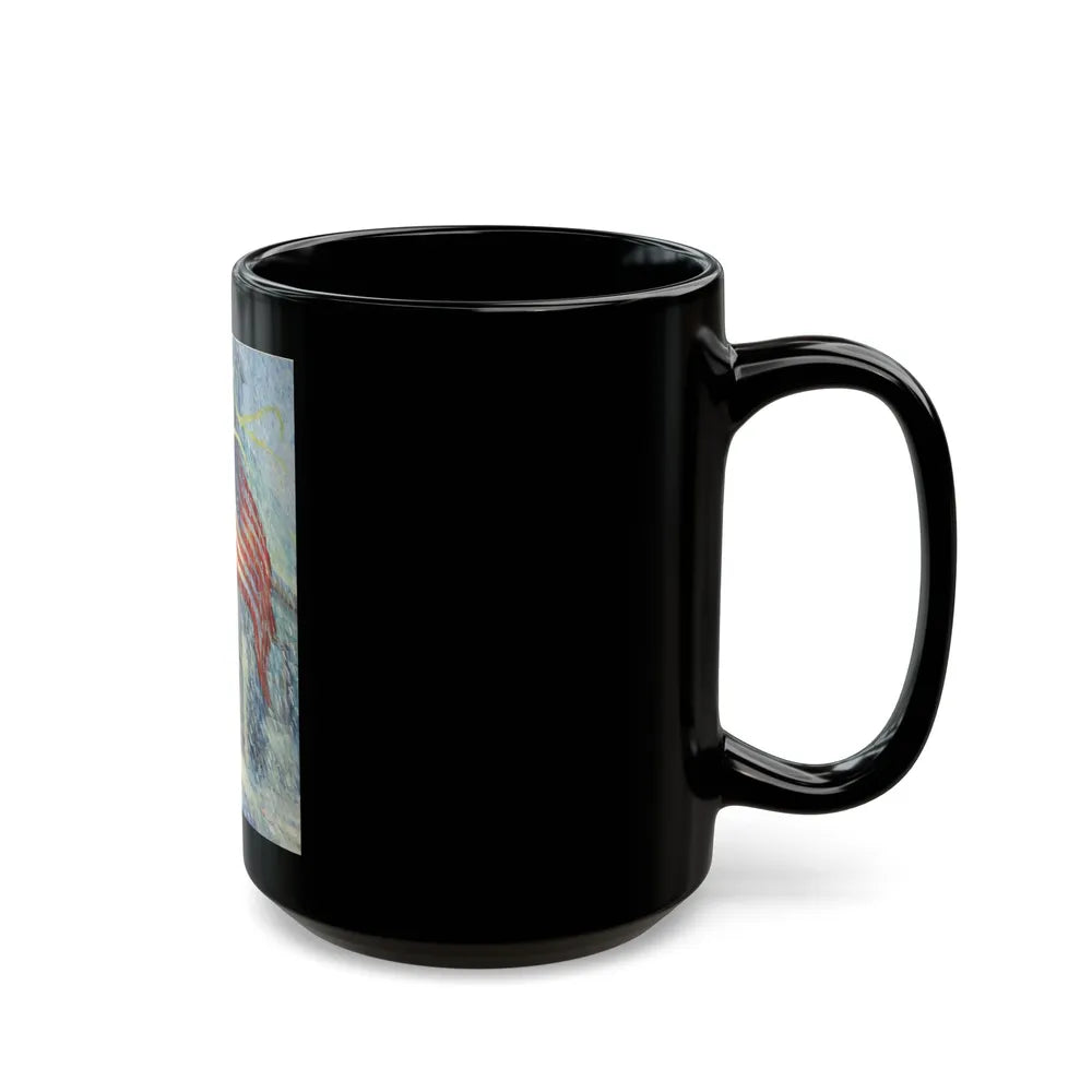 American Flag in a Snow Storm, original illustration - Black Coffee Mug-Go Mug Yourself