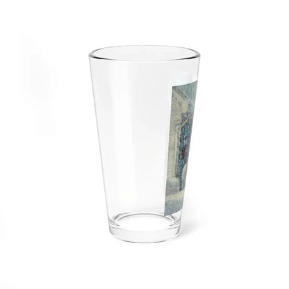 American Flag in a Snow Storm, original illustration (Magazine Illustration) Pint Glass 16oz - Go Mug Yourself