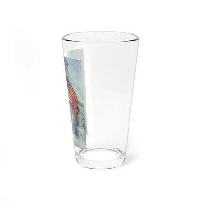American Flag in a Snow Storm, original illustration (Magazine Illustration) Pint Glass 16oz - Go Mug Yourself