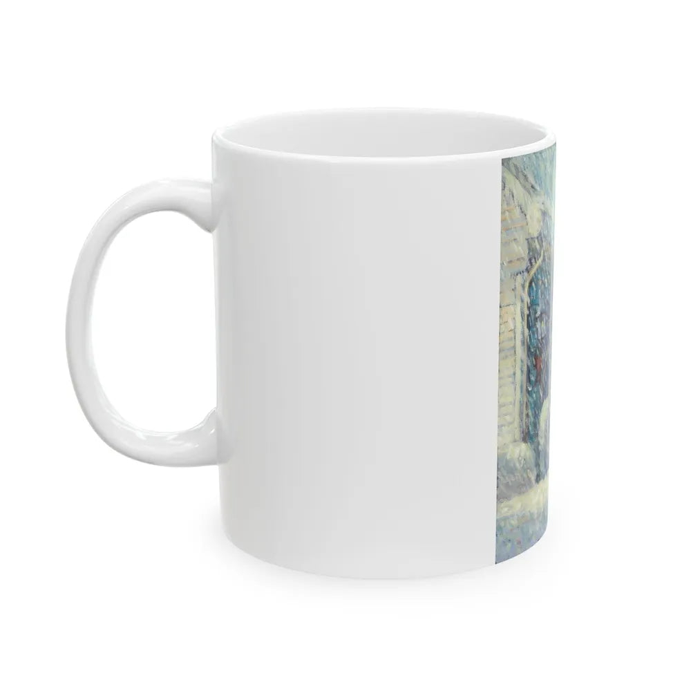 American Flag in a Snow Storm, original illustration - White Coffee Mug-Go Mug Yourself