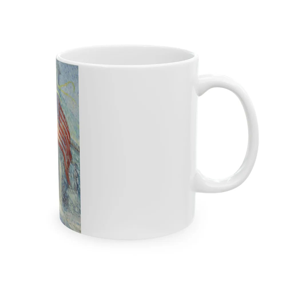 American Flag in a Snow Storm, original illustration - White Coffee Mug-Go Mug Yourself