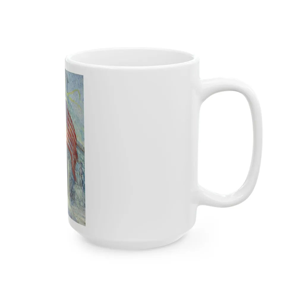 American Flag in a Snow Storm, original illustration - White Coffee Mug-Go Mug Yourself