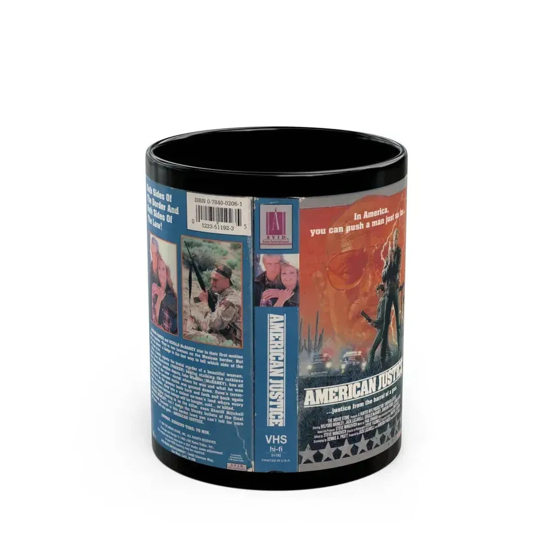 AMERICAN JUSTICE (VHS COVER) - Black Coffee Mug 11oz - Go Mug Yourself