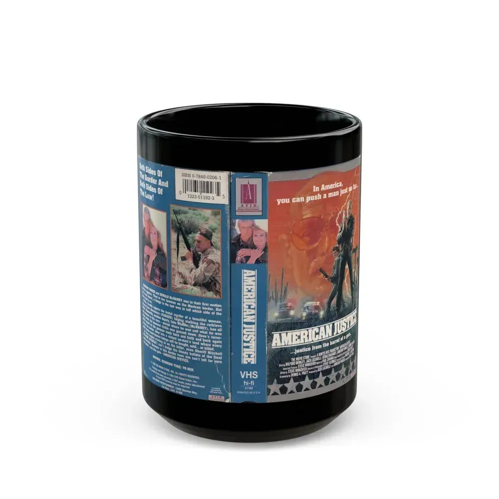 AMERICAN JUSTICE (VHS COVER) - Black Coffee Mug 15oz - Go Mug Yourself