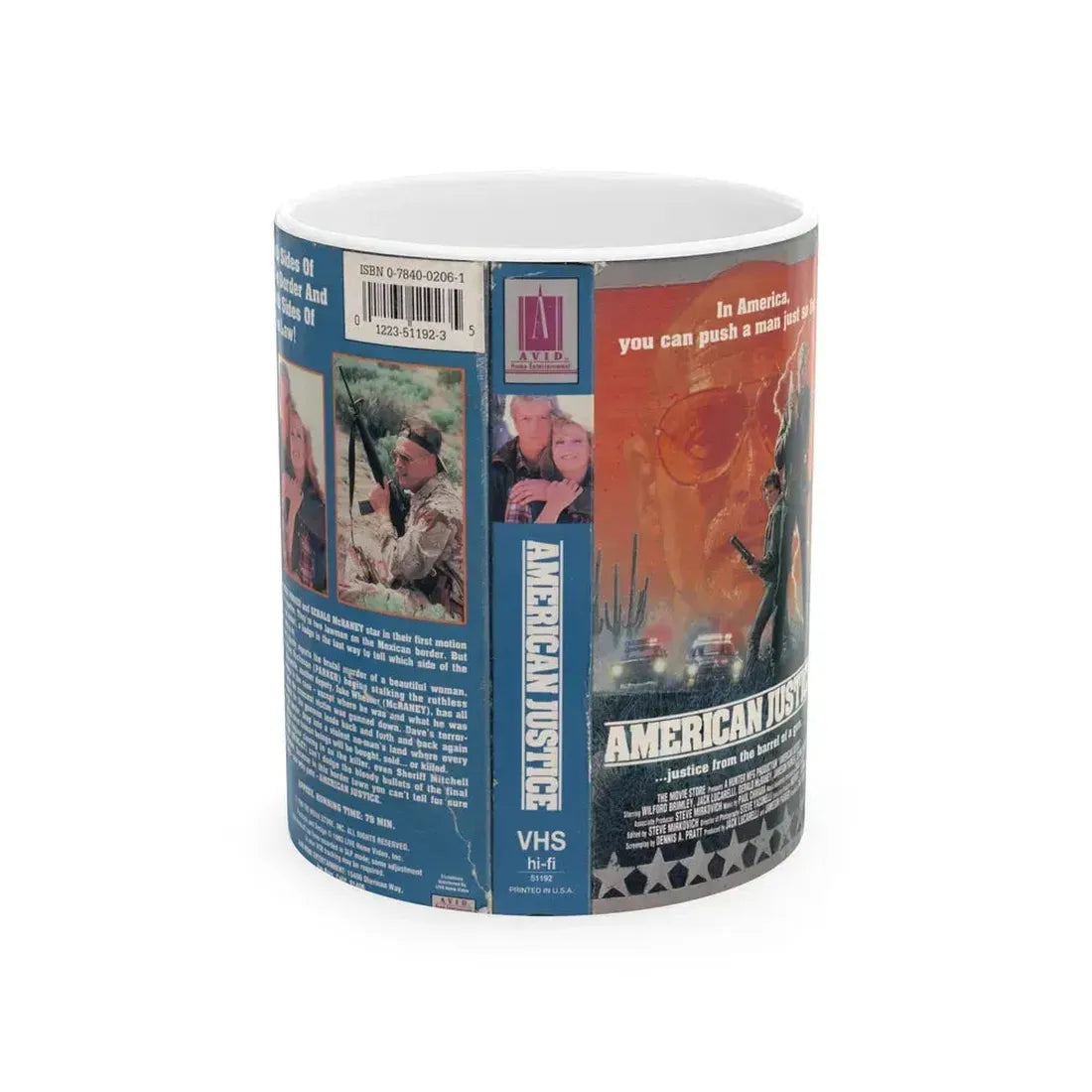 AMERICAN JUSTICE (VHS COVER) - White Coffee Mug 11oz - Go Mug Yourself