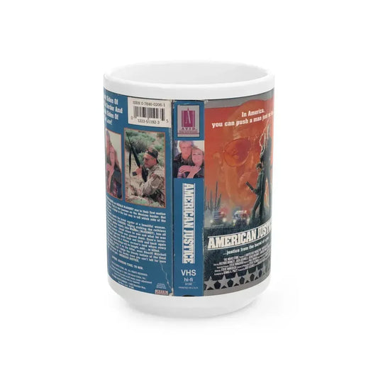 AMERICAN JUSTICE (VHS COVER) - White Coffee Mug 15oz - Go Mug Yourself