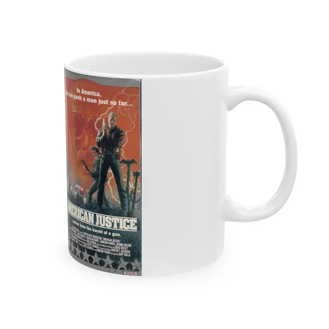AMERICAN JUSTICE (VHS COVER) - White Coffee Mug - Go Mug Yourself