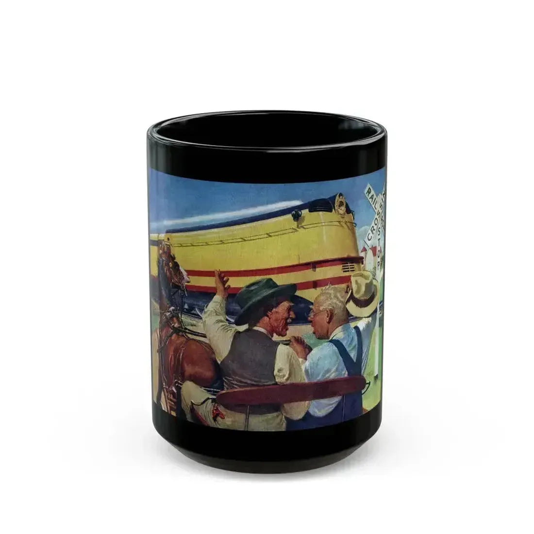 American Locomotive ad, The Saturday Evening Post, May 6, 1944 - Black Coffee Mug 15oz - Go Mug Yourself