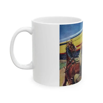 American Locomotive ad, The Saturday Evening Post, May 6, 1944 - White Coffee Mug - Go Mug Yourself