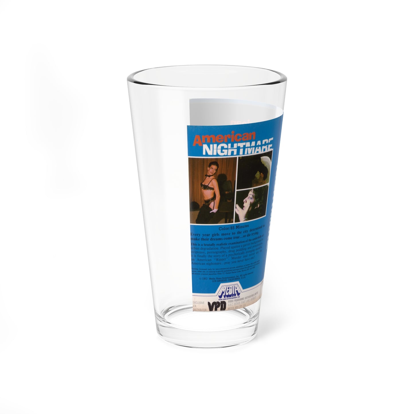 AMERICAN NIGHTMARE (VHS COVER) Pint Glass 16oz-Go Mug Yourself