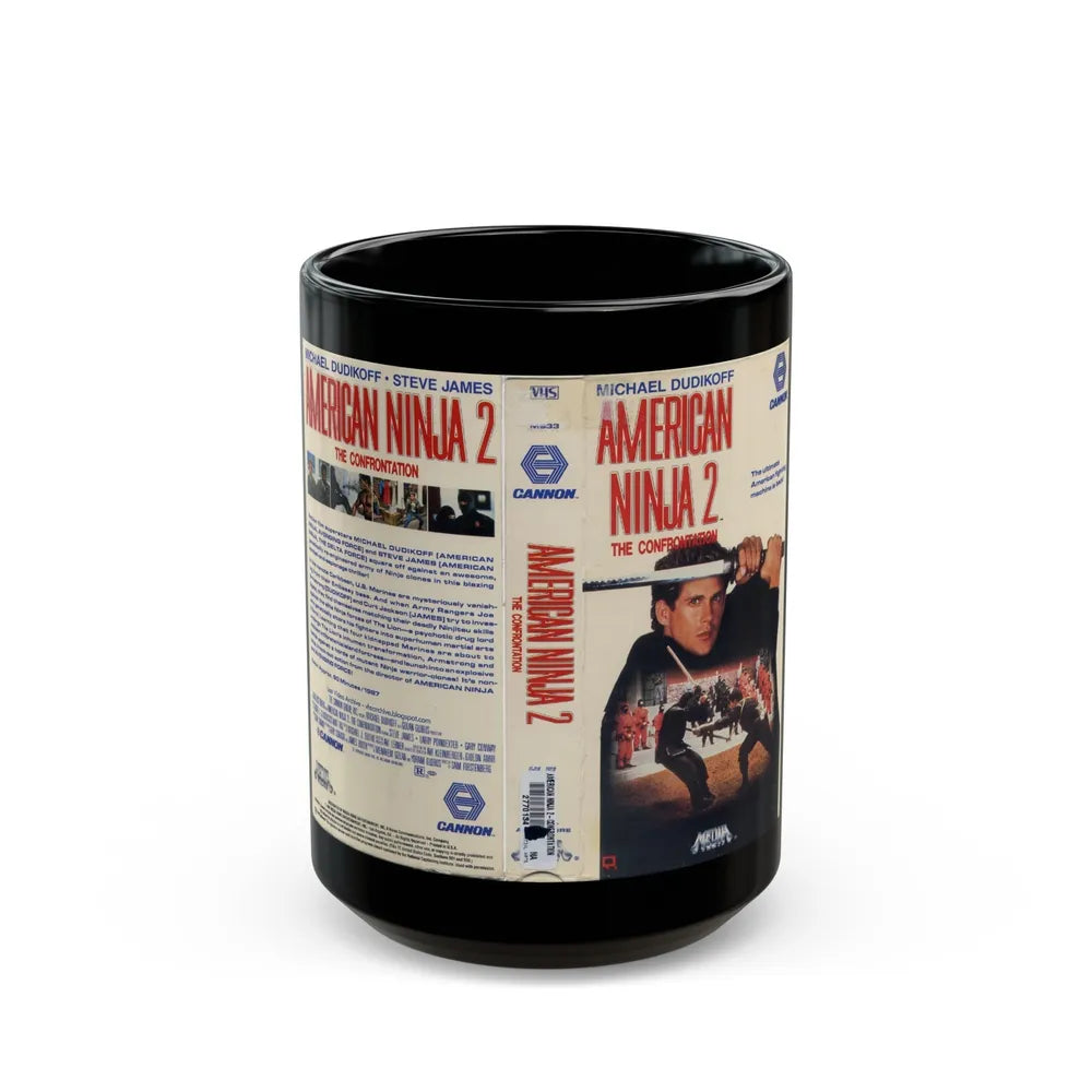 AMERICAN NINJA 2 THE CONFRONTATION (VHS COVER) - Black Coffee Mug-15oz-Go Mug Yourself