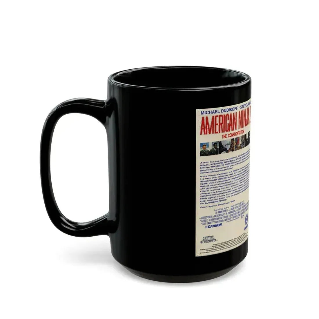 AMERICAN NINJA 2 THE CONFRONTATION (VHS COVER) - Black Coffee Mug - Go Mug Yourself