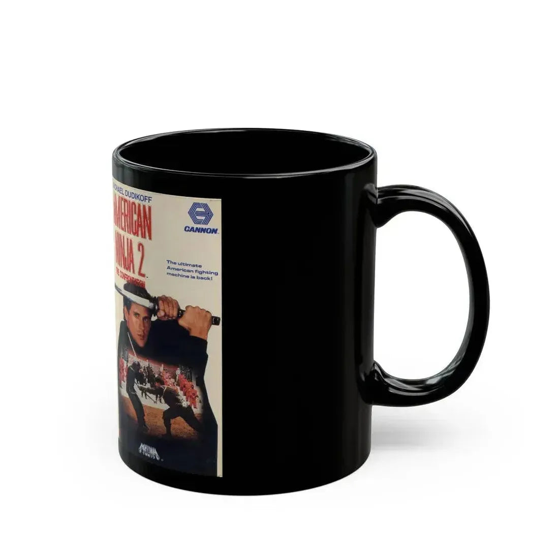 AMERICAN NINJA 2 THE CONFRONTATION (VHS COVER) - Black Coffee Mug - Go Mug Yourself