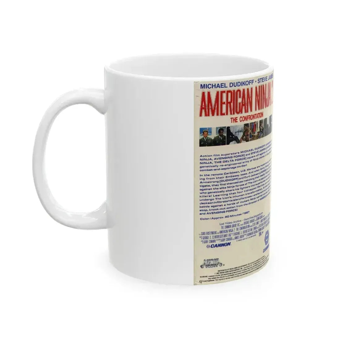 AMERICAN NINJA 2 THE CONFRONTATION (VHS COVER) - White Coffee Mug - Go Mug Yourself
