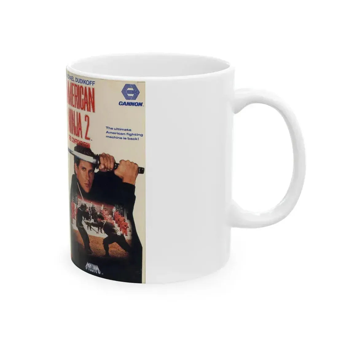 AMERICAN NINJA 2 THE CONFRONTATION (VHS COVER) - White Coffee Mug - Go Mug Yourself