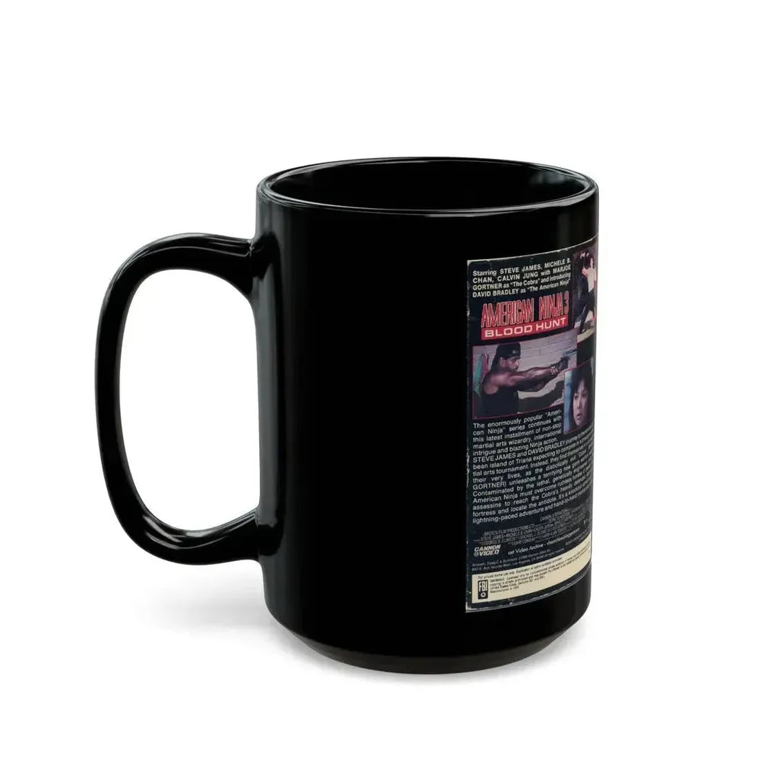 AMERICAN NINJA 3 BLOOD HUNT (VHS COVER) - Black Coffee Mug - Go Mug Yourself