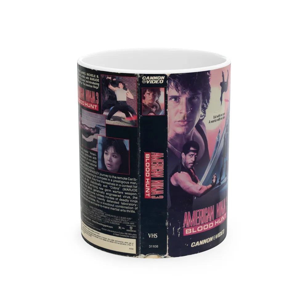 AMERICAN NINJA 3 BLOOD HUNT (VHS COVER) - White Coffee Mug-11oz-Go Mug Yourself