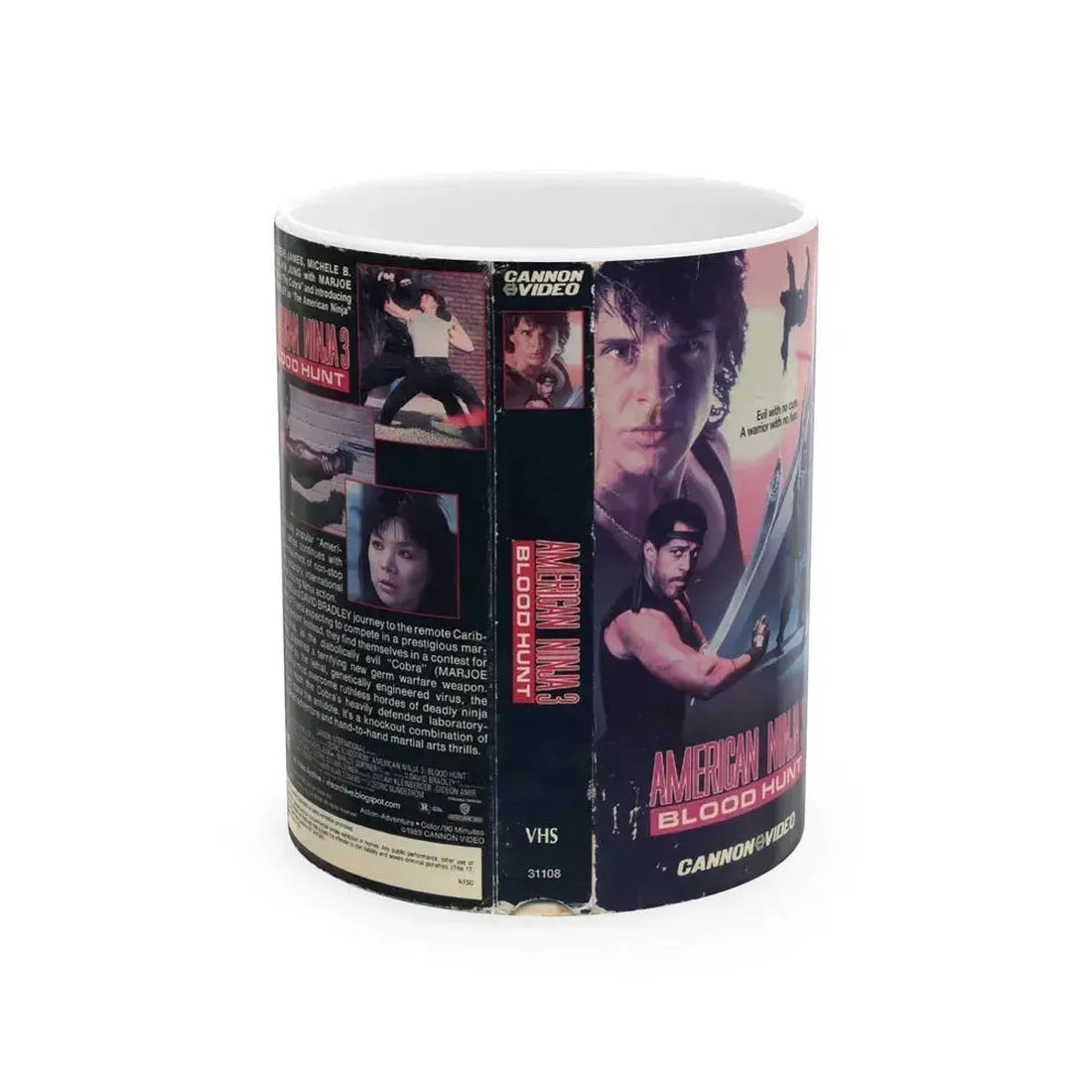 AMERICAN NINJA 3 BLOOD HUNT (VHS COVER) - White Coffee Mug 11oz - Go Mug Yourself