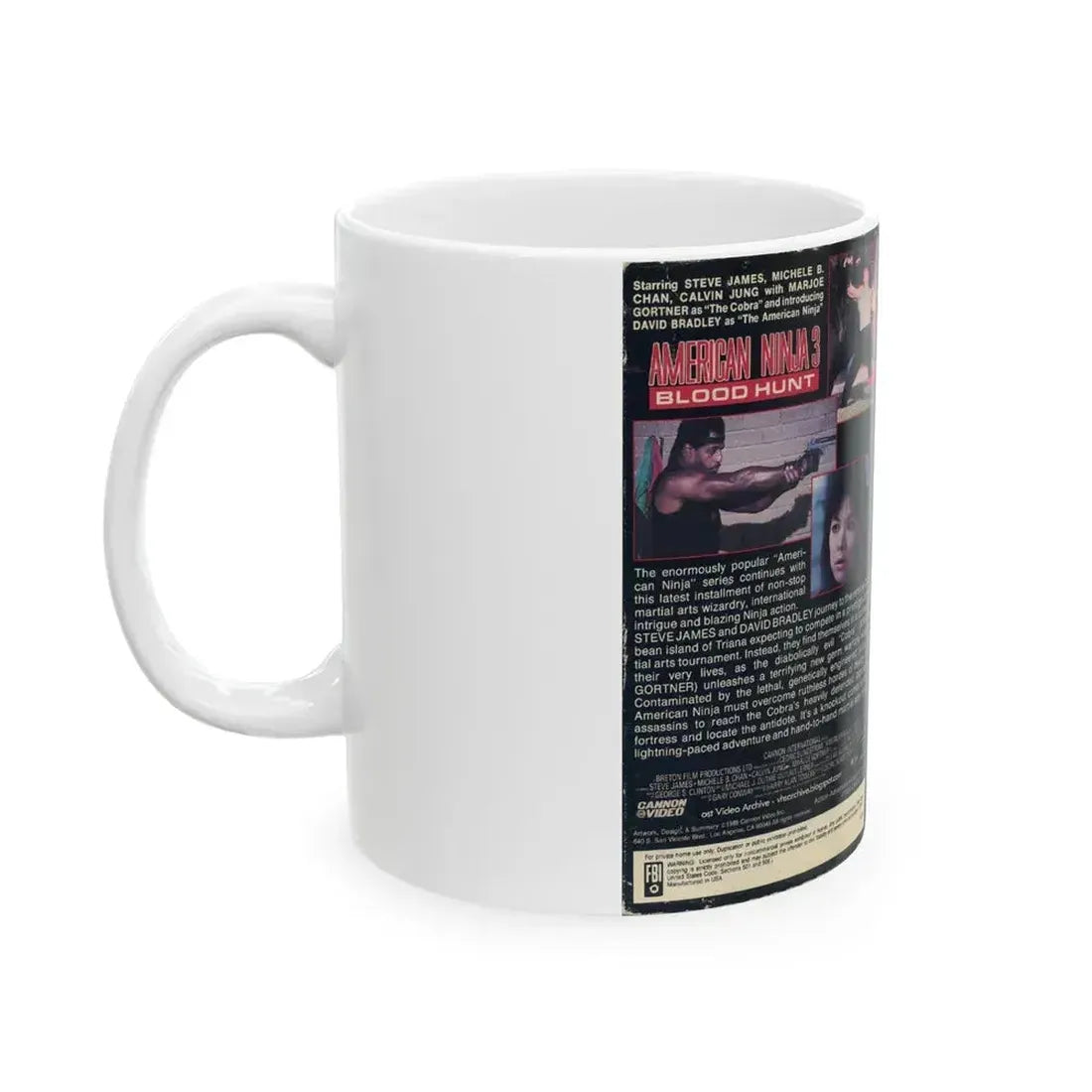 AMERICAN NINJA 3 BLOOD HUNT (VHS COVER) - White Coffee Mug - Go Mug Yourself