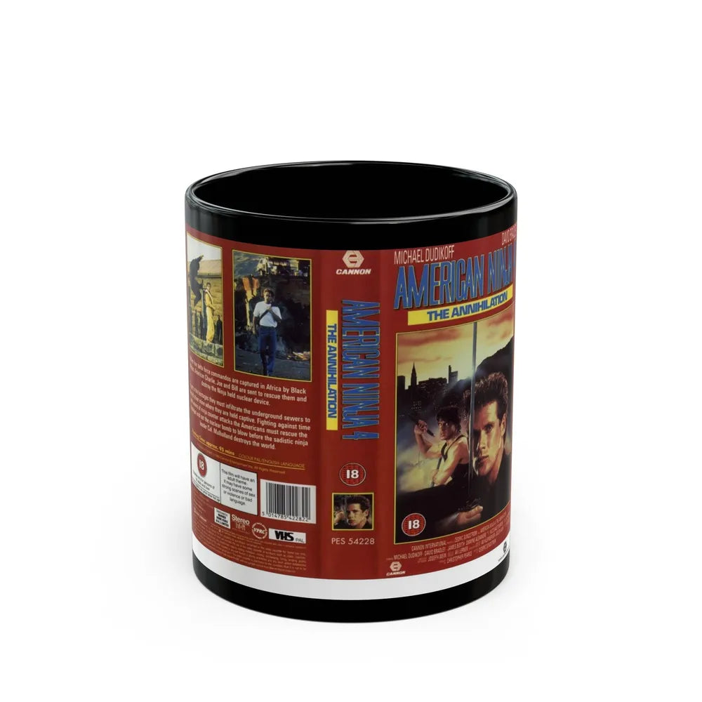 AMERICAN NINJA 4 THE ANNIHILATION (VHS COVER) - Black Coffee Mug-11oz-Go Mug Yourself