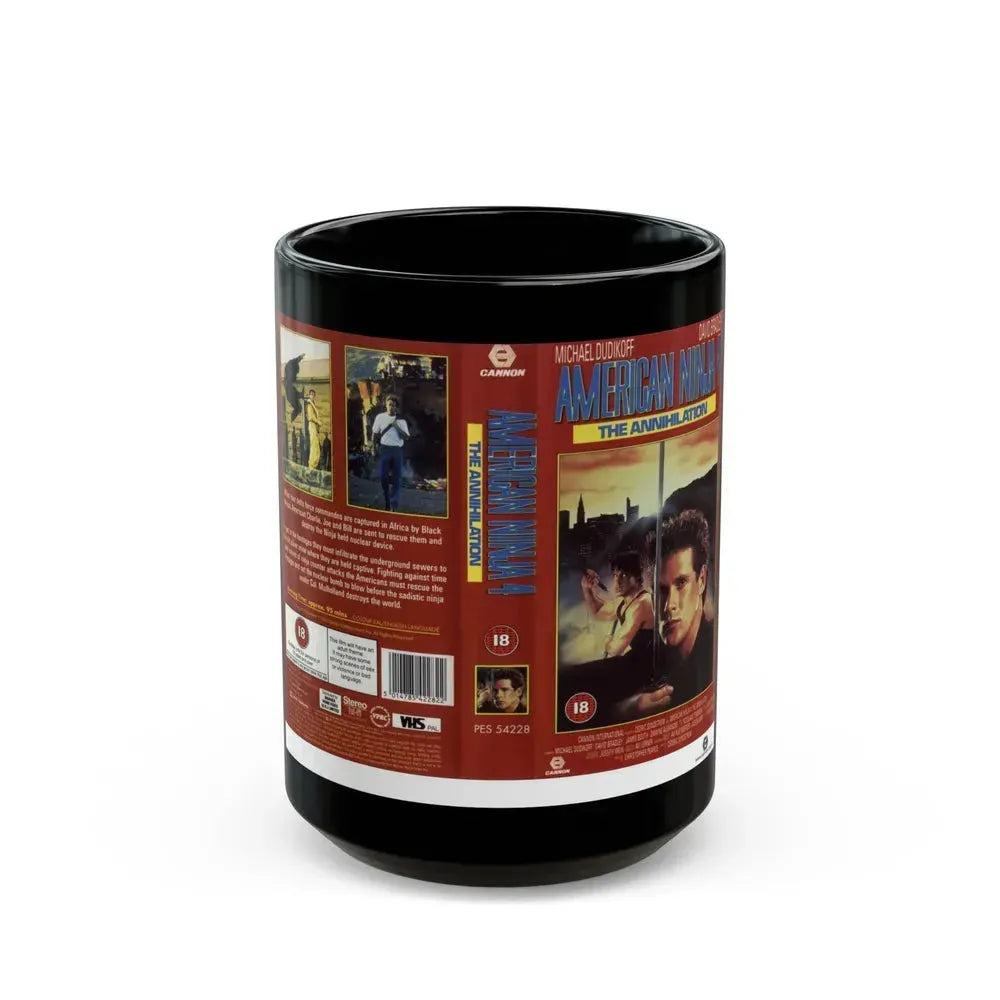 AMERICAN NINJA 4 THE ANNIHILATION (VHS COVER) - Black Coffee Mug 15oz - Go Mug Yourself