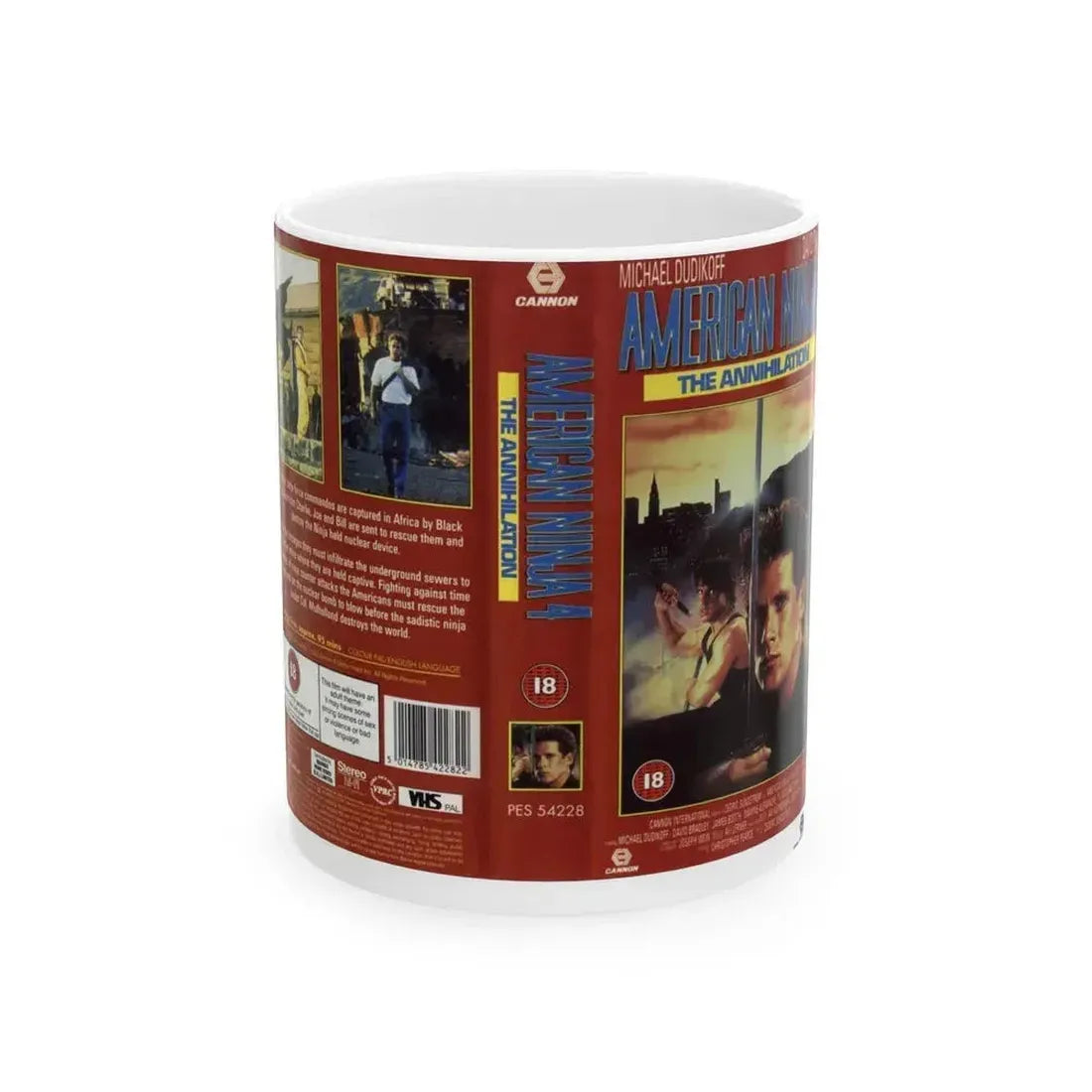 AMERICAN NINJA 4 THE ANNIHILATION (VHS COVER) - White Coffee Mug 11oz - Go Mug Yourself