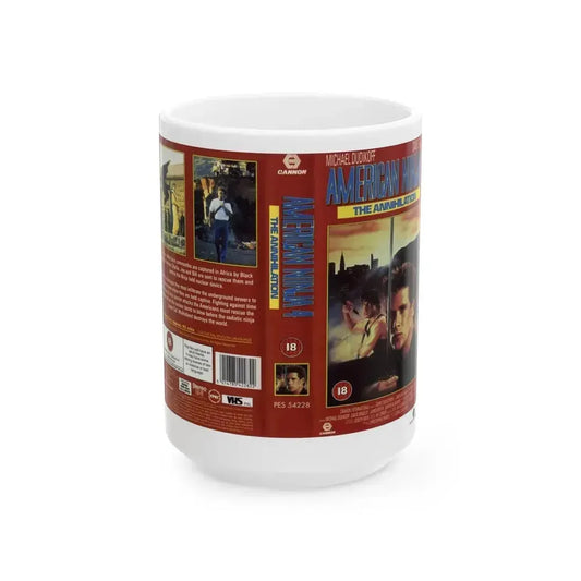 AMERICAN NINJA 4 THE ANNIHILATION (VHS COVER) - White Coffee Mug 15oz - Go Mug Yourself