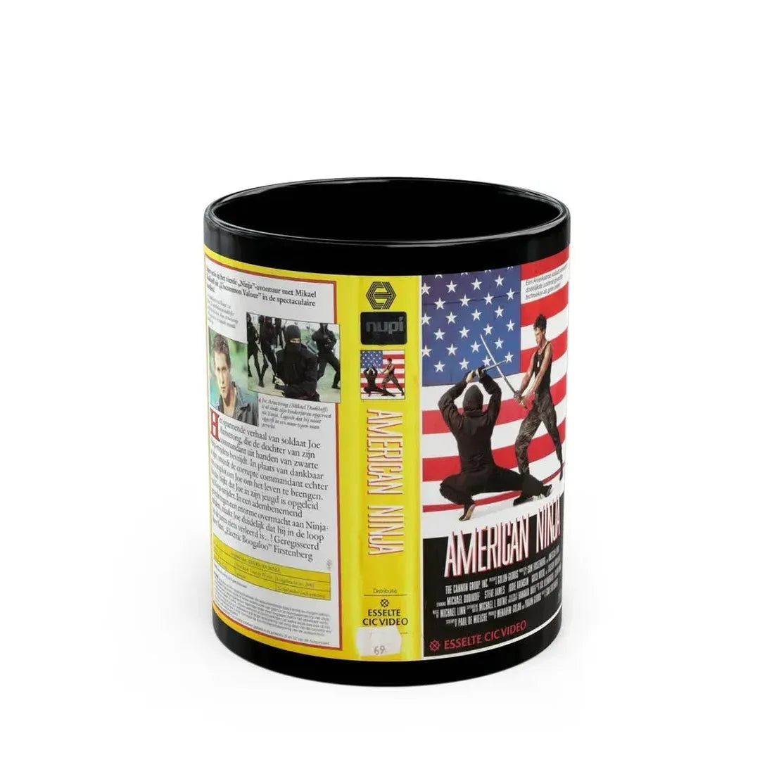 AMERICAN NINJA (VHS COVER) - Black Coffee Mug 11oz - Go Mug Yourself