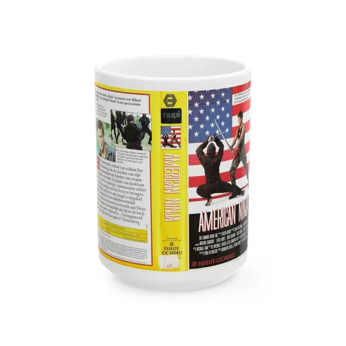 AMERICAN NINJA (VHS COVER) - White Coffee Mug 15oz - Go Mug Yourself