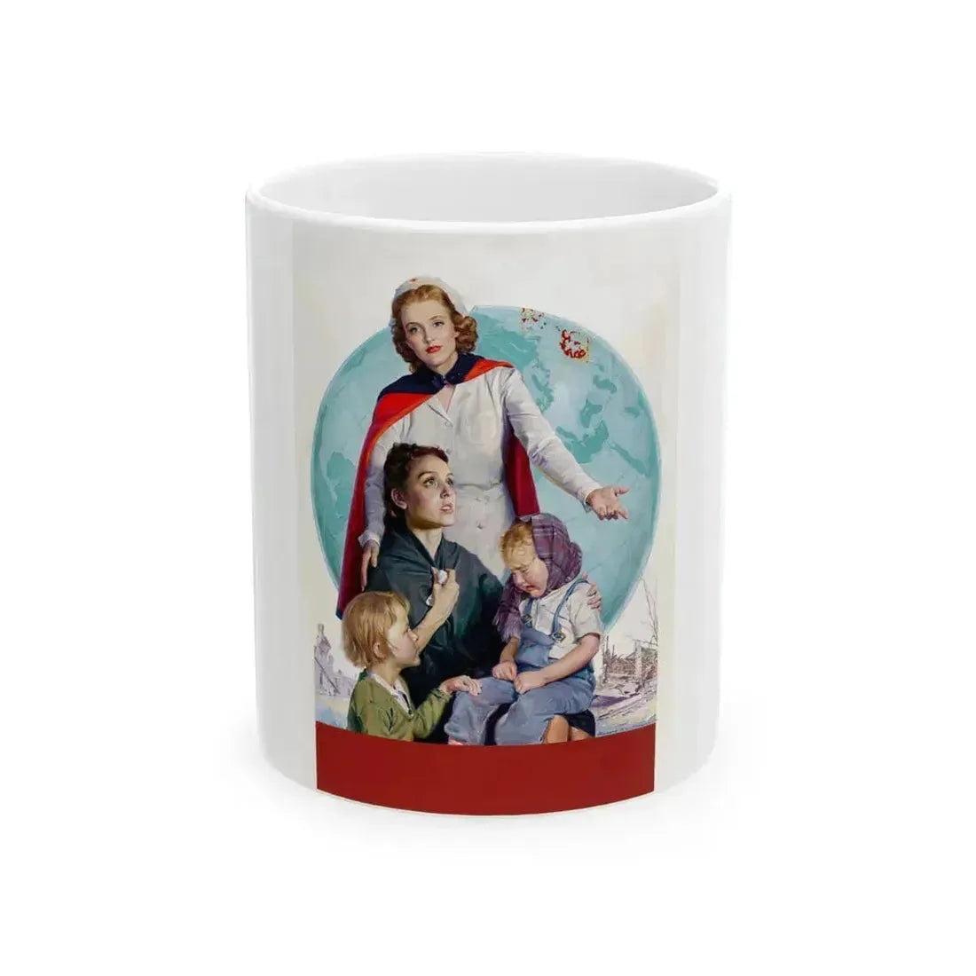 American Red Cross, poster illustration, 1946 - White Coffee Mug 11oz - Go Mug Yourself