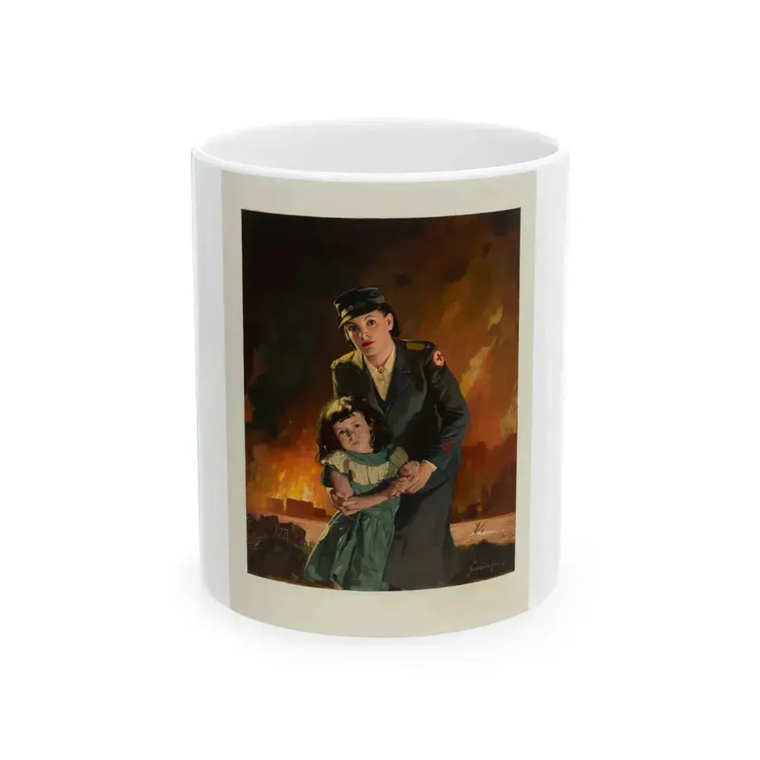 American Red Cross, poster illustration, 1947 - White Coffee Mug 11oz - Go Mug Yourself