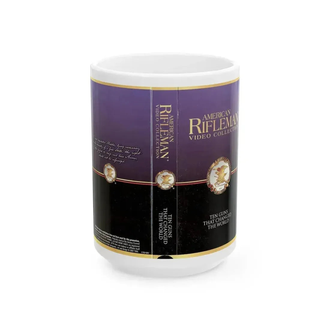 AMERICAN RIFLEMAN VIDEO COLLECTION (VHS COVER) - White Coffee Mug 15oz - Go Mug Yourself