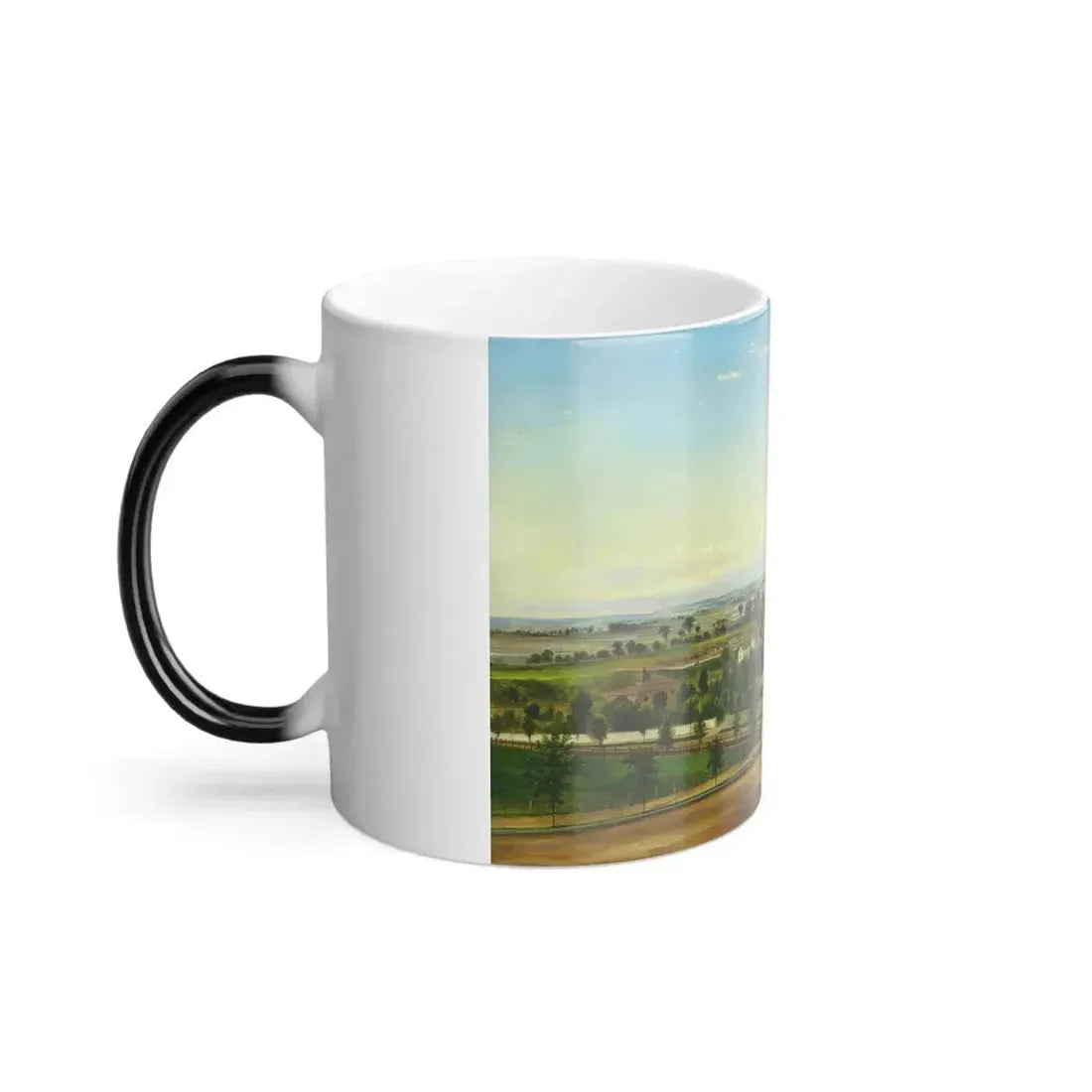 American School, 19th Century - View of Flushing - Oil on Canvas c1850 - Color Changing Mug 11oz - Go Mug Yourself