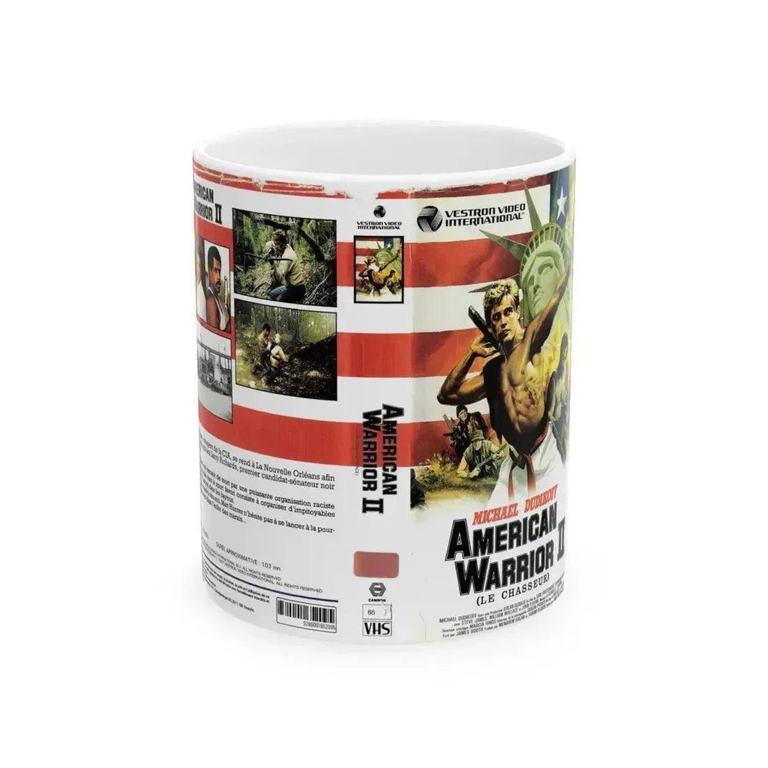 AMERICAN WARRIOR 2 (VHS COVER) - White Coffee Mug 11oz - Go Mug Yourself