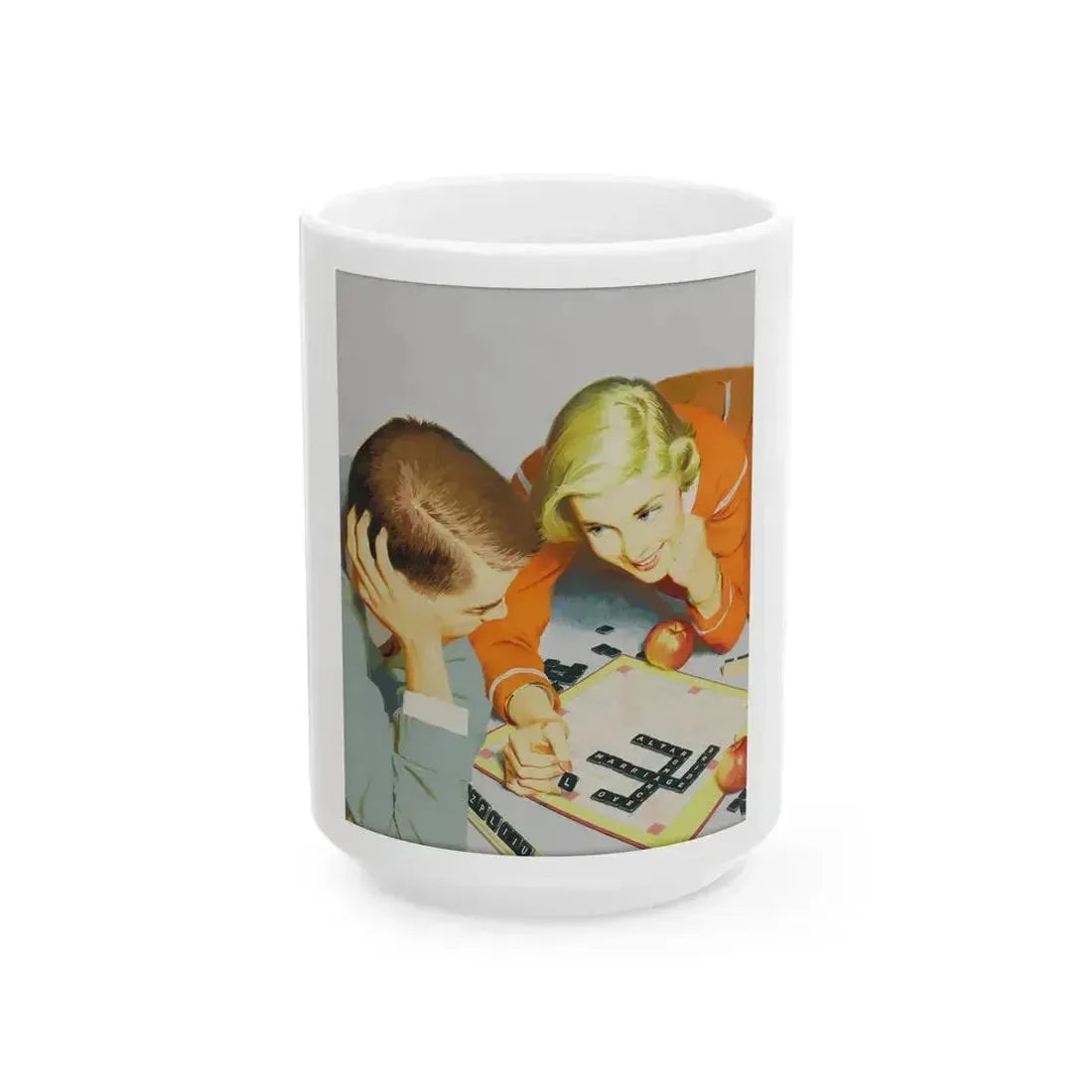American Weekly Cover Illustration, 1954 - White Coffee Mug 15oz - Go Mug Yourself