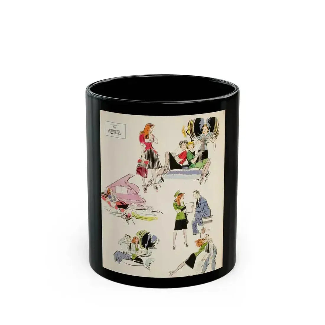 American Weekly illustration - Black Coffee Mug 11oz - Go Mug Yourself