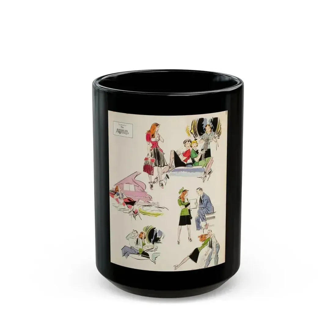 American Weekly illustration - Black Coffee Mug 15oz - Go Mug Yourself