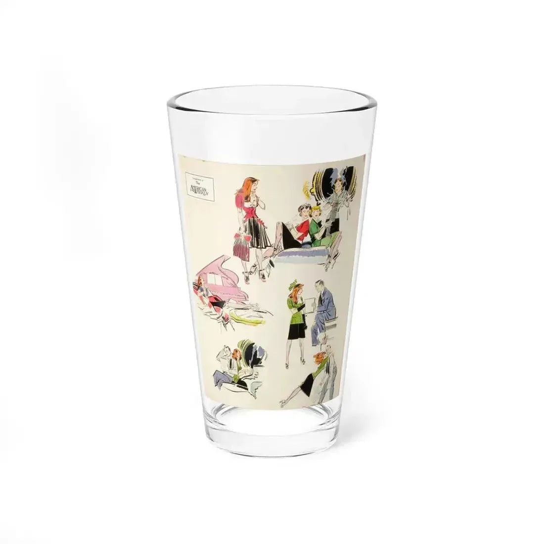 American Weekly illustration (Magazine Illustration) Pint Glass 16oz 16oz - Go Mug Yourself